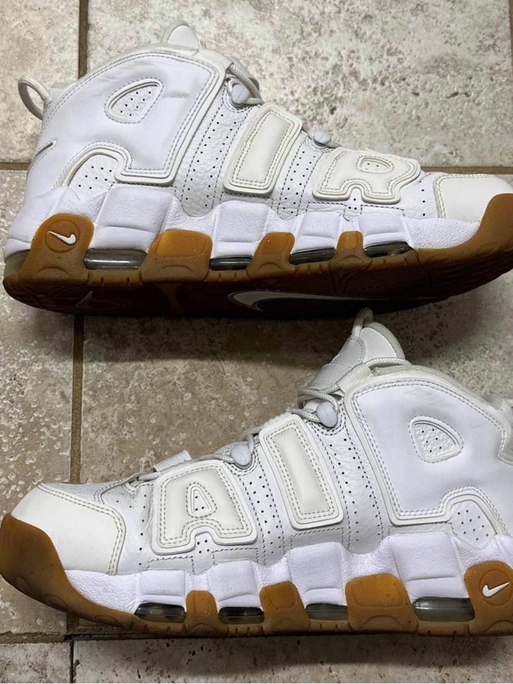 Men Nike Air Uptempo White with Gum Sole